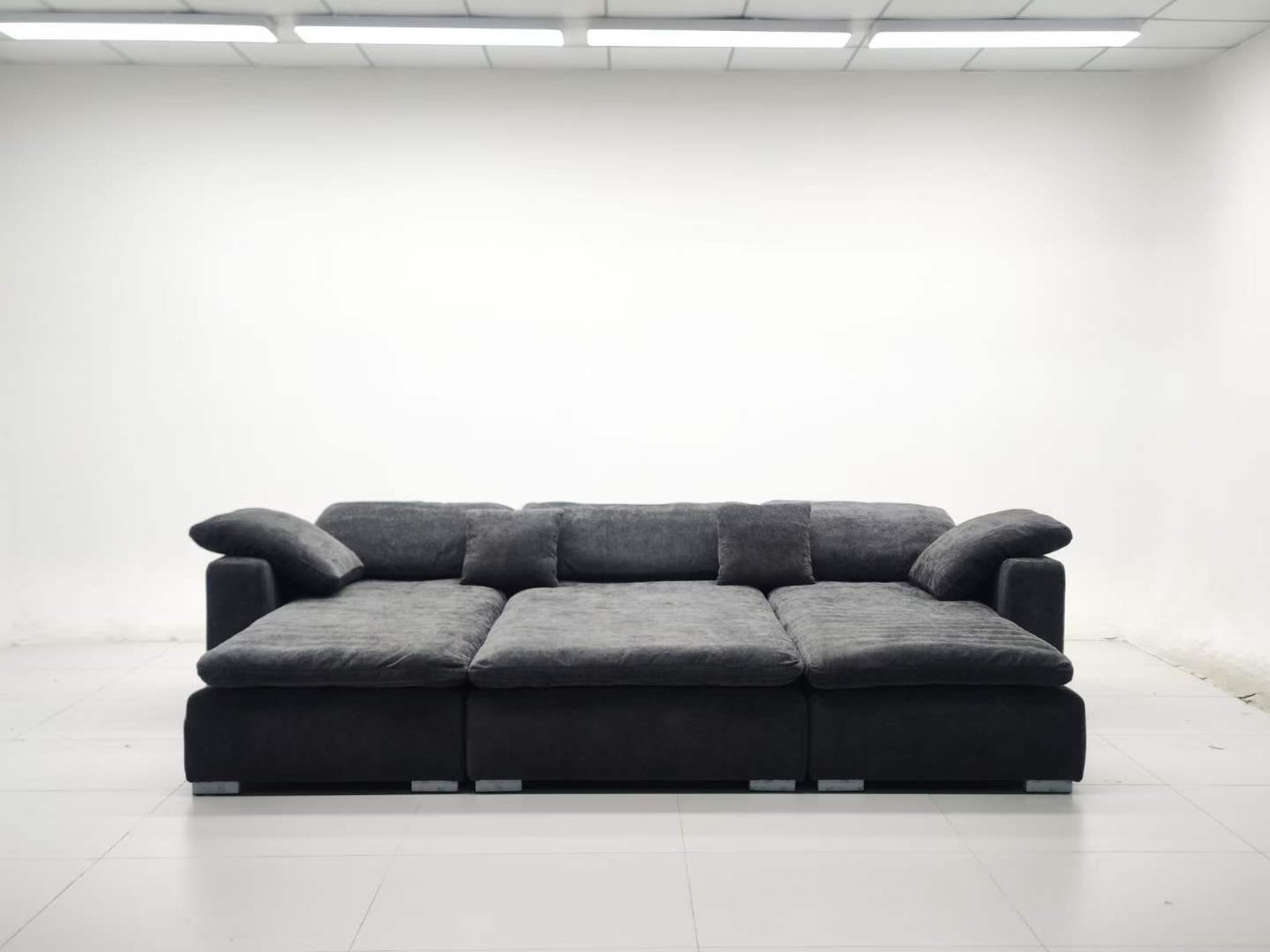 Finished sofa in the quality-control inspection area before packing