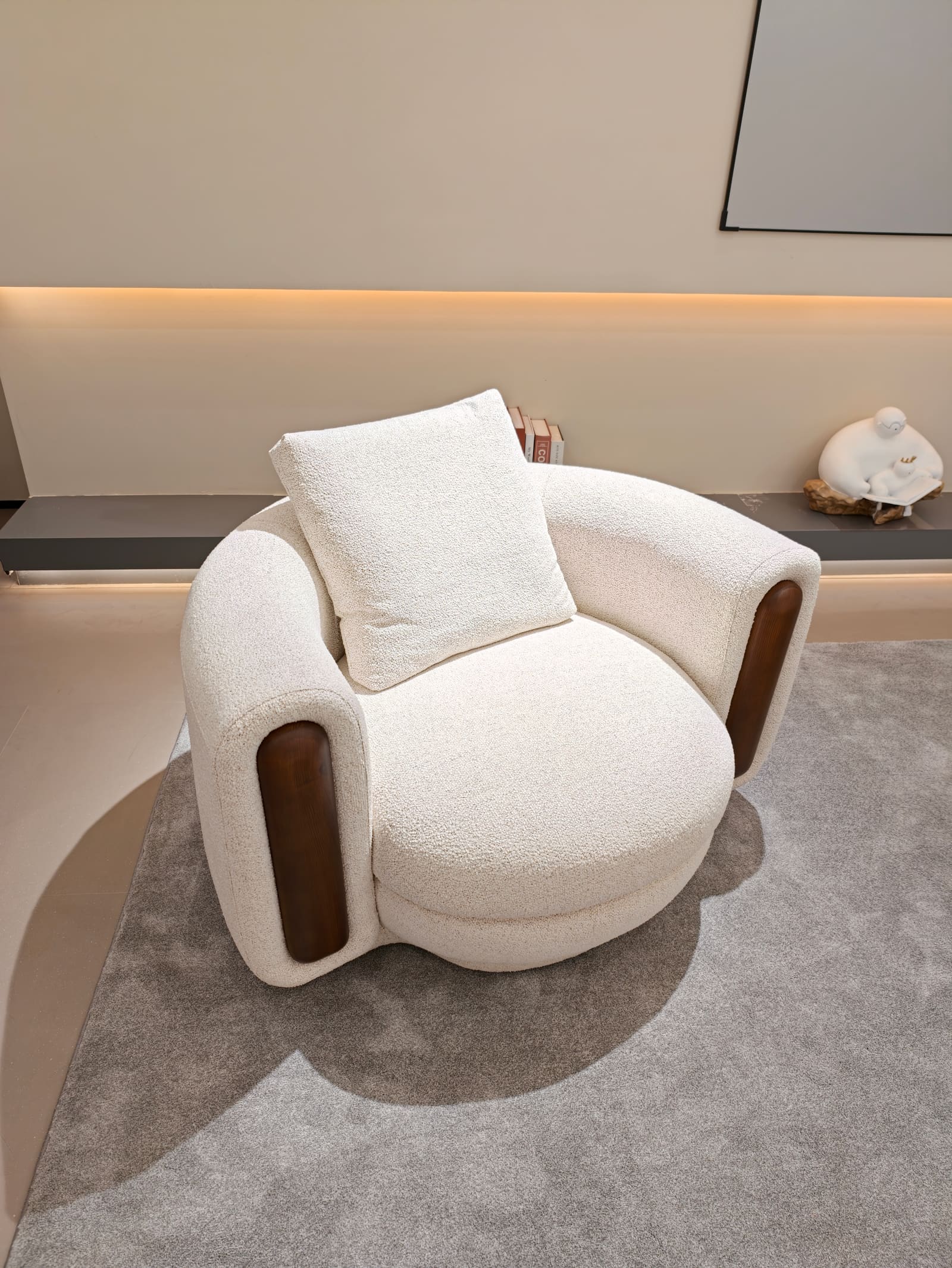 5012 Curved Cream Boucle Modular Sectional Sofa 9