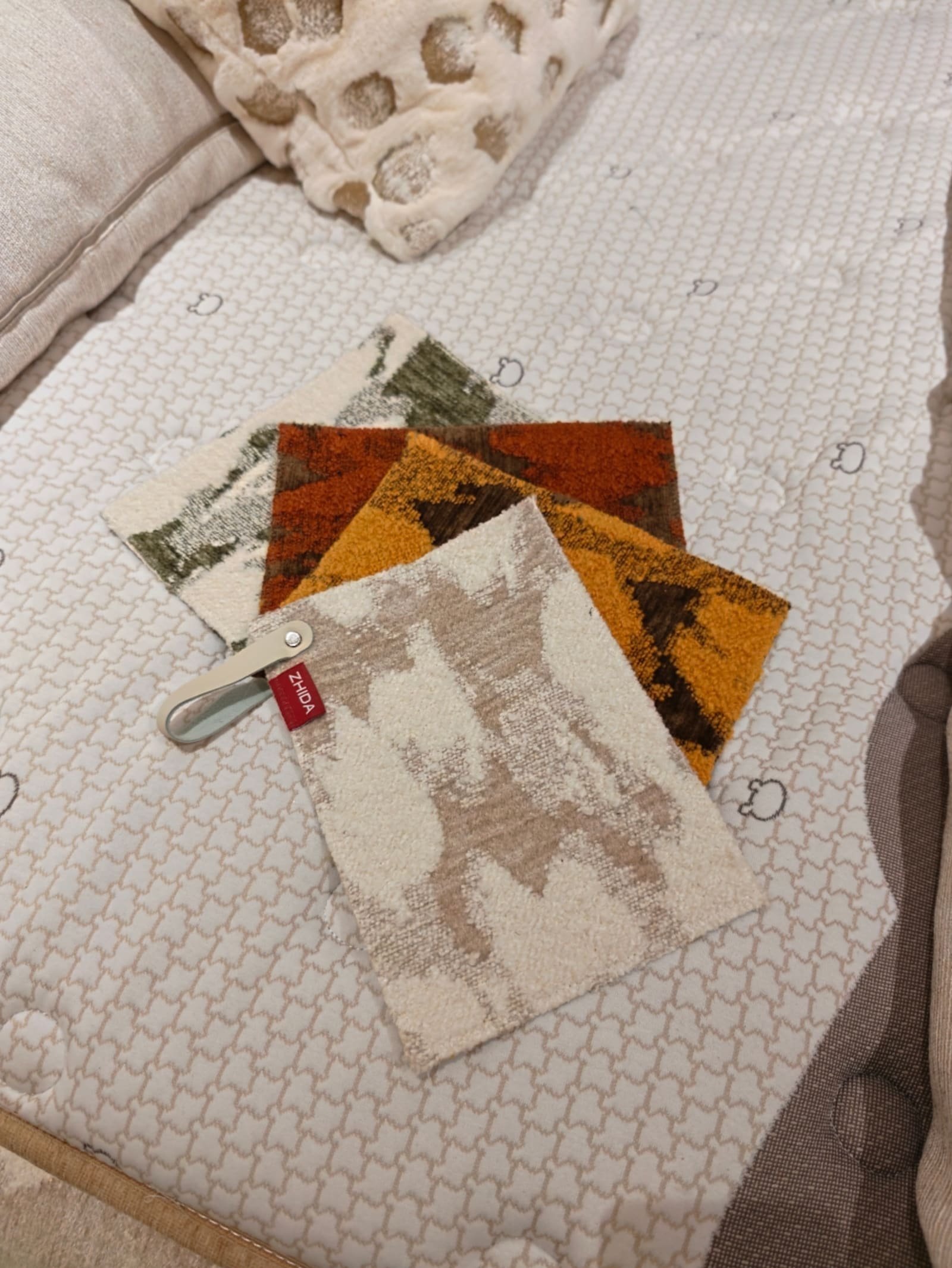 Chenille Upholstered Platform Bed with Botanical Print and Scalloped Headboard 5