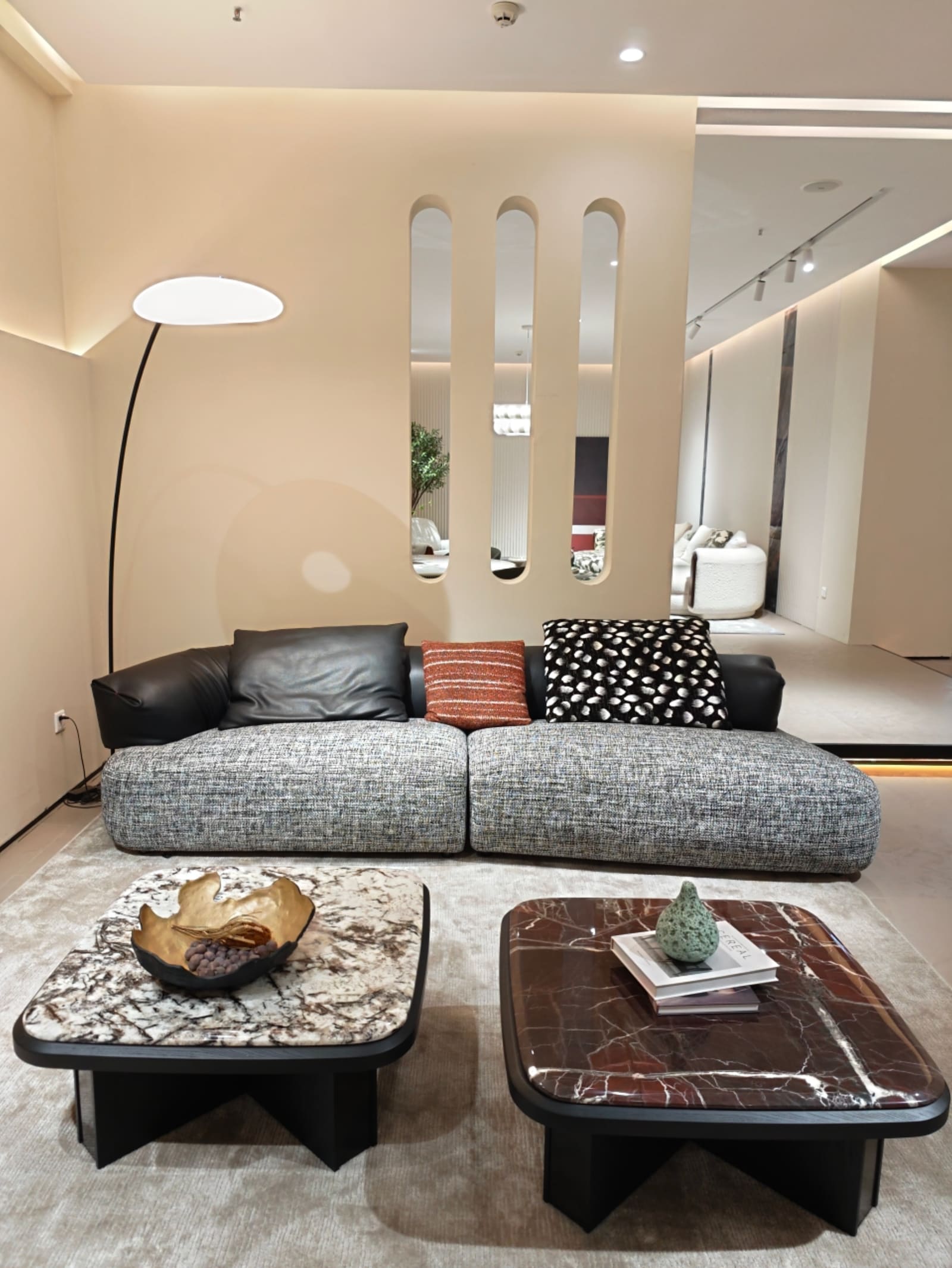 Top-Grain Leather L-Shaped Sectional Sofa D051