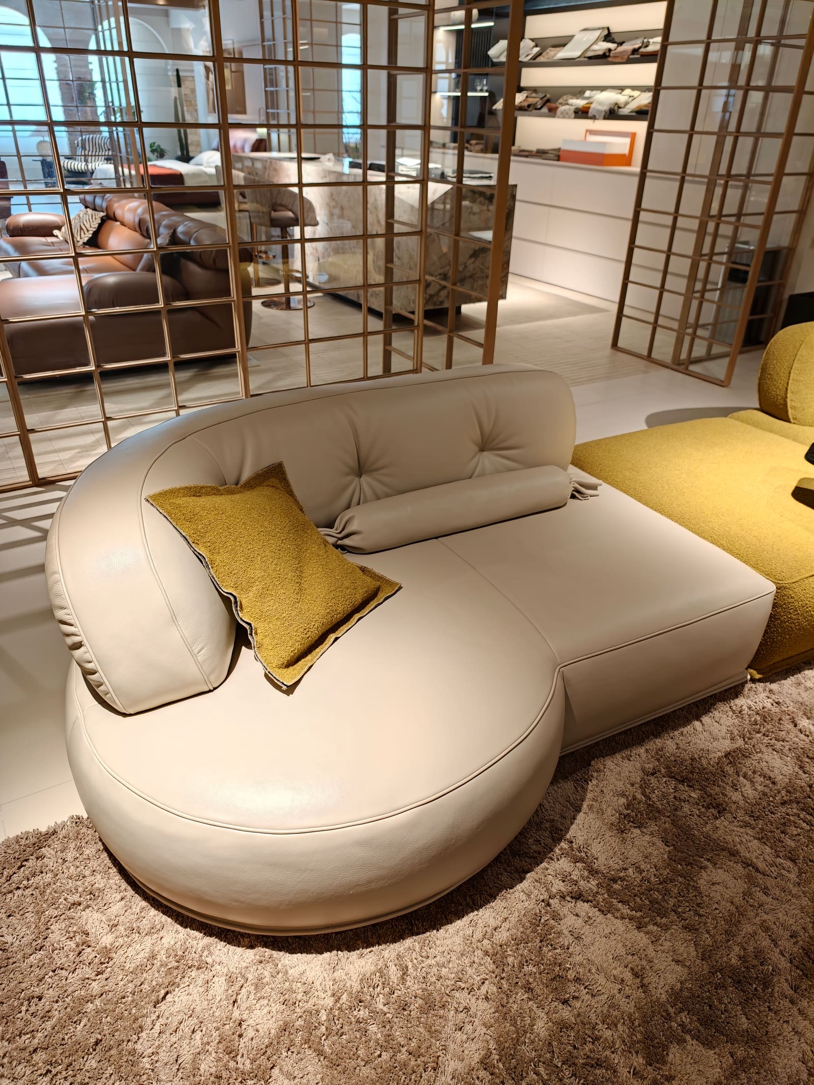 Artistic Modular Leather & Fabric Sofa with Swivel Seat HD2443 2