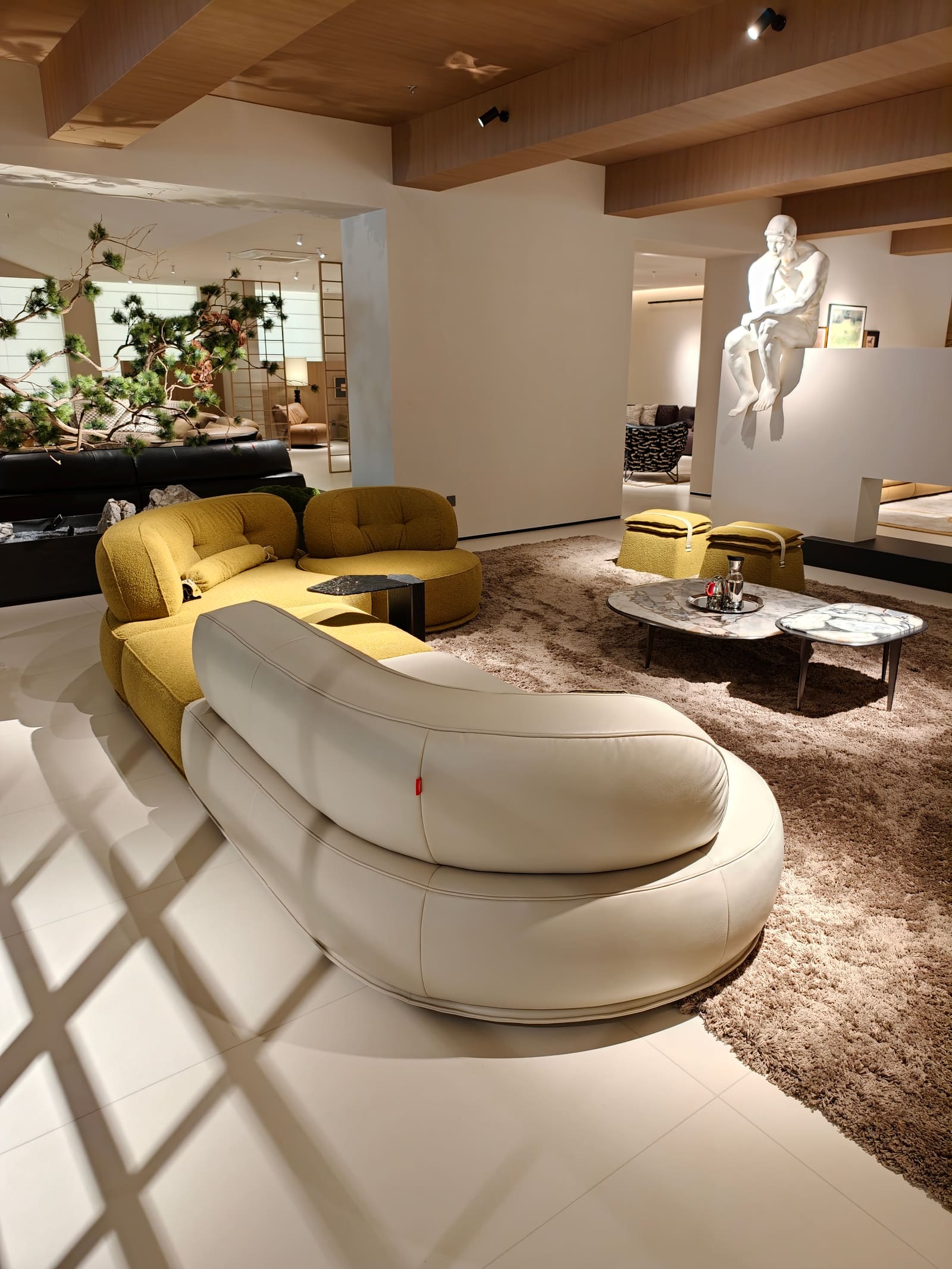 Artistic Modular Leather & Fabric Sofa with Swivel Seat HD2443 4