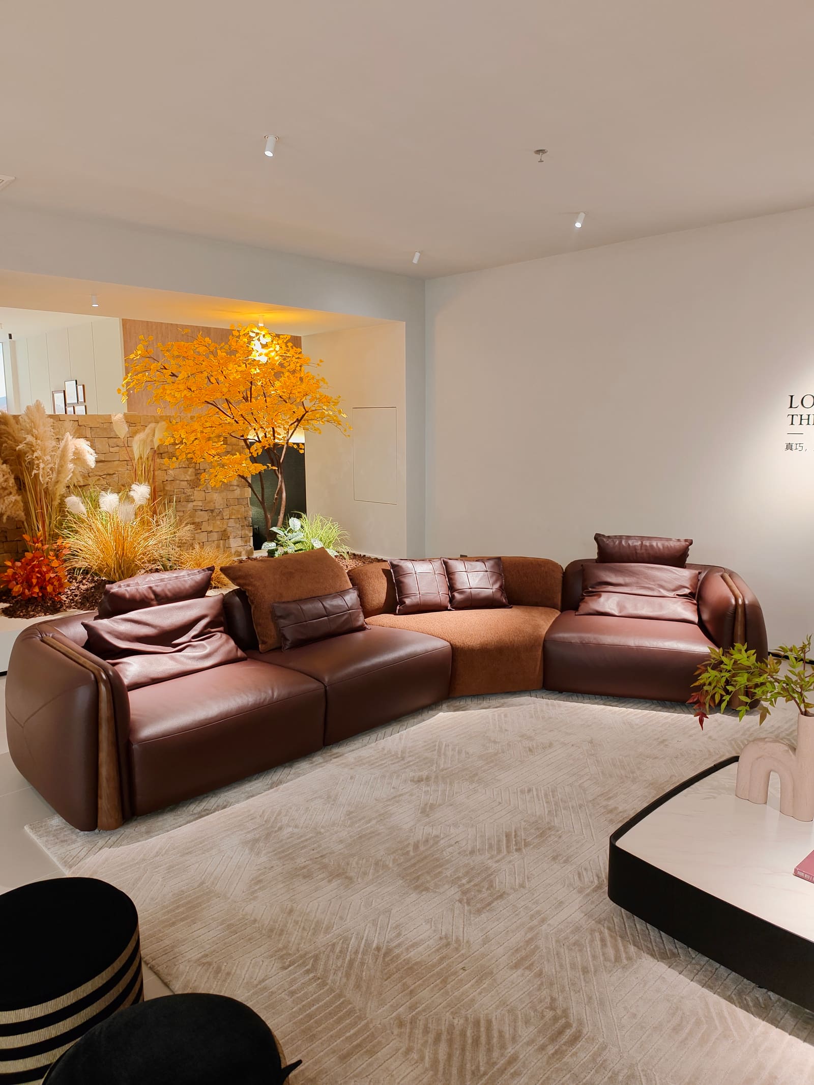 Large Curved Modular Leather Sectional Sofa HD2444B