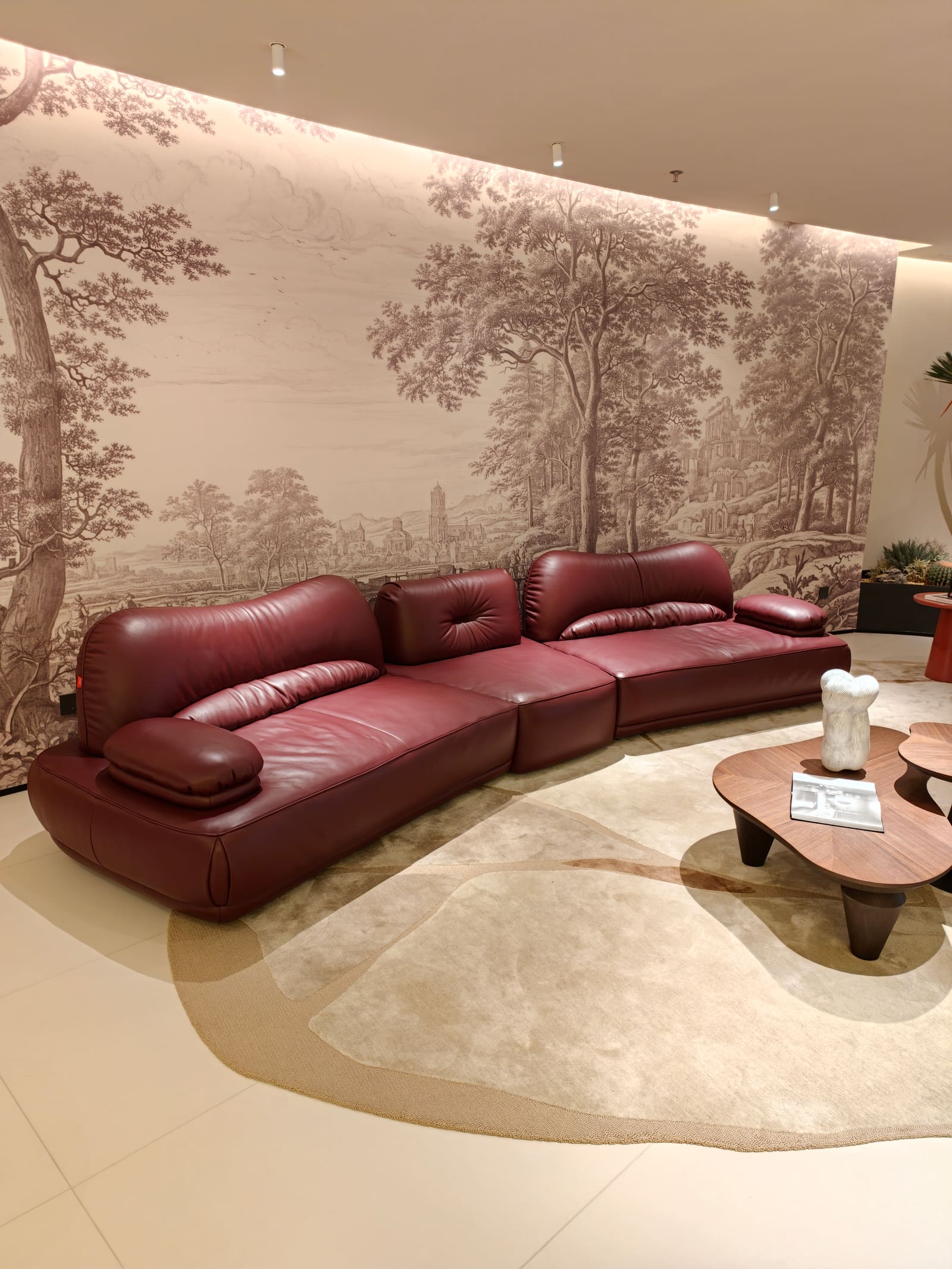 Convertible Modular Leather & Fabric Sofa with Movable Armrests HD2445