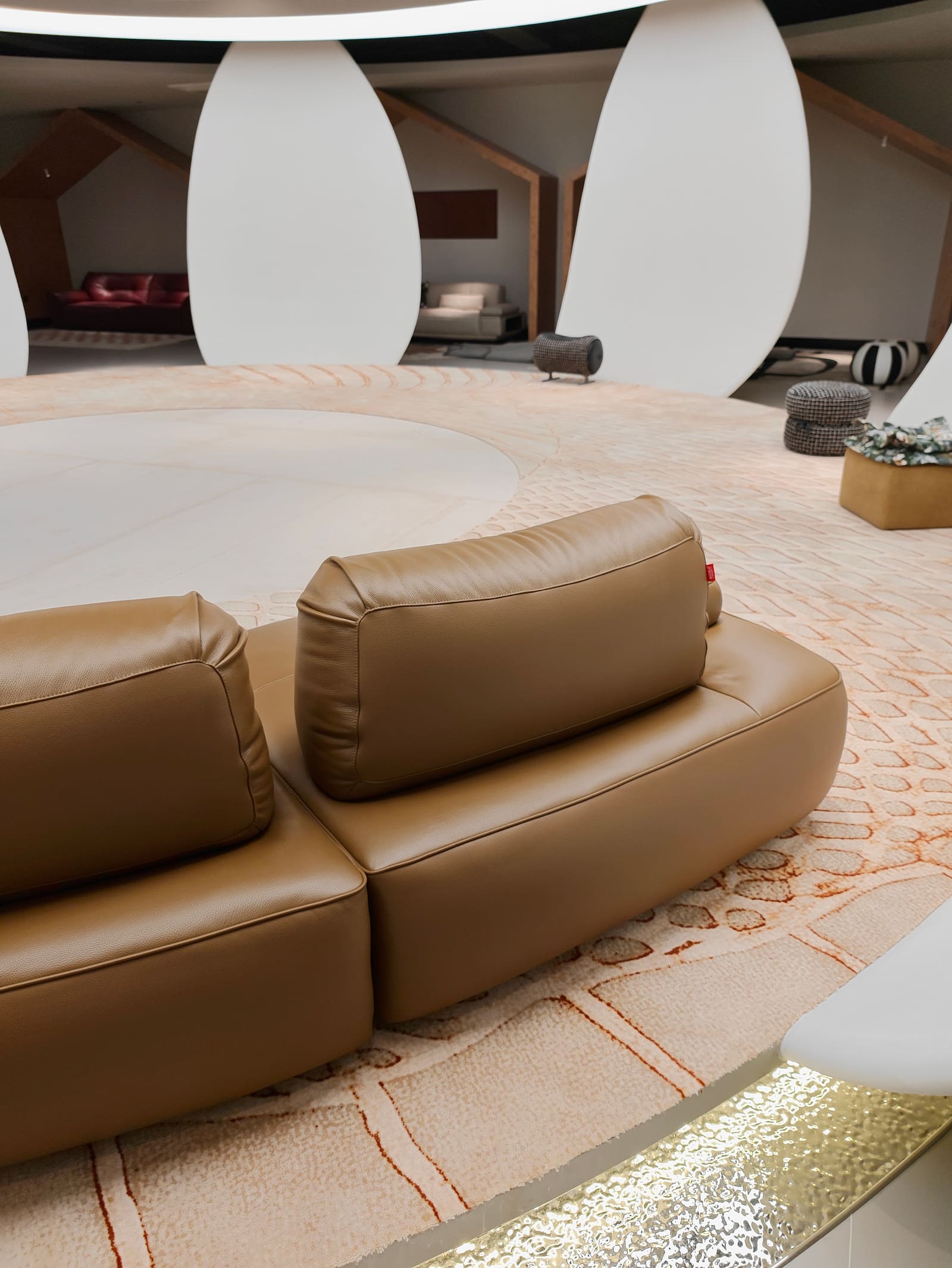 Compact Curved Modular Leather Sofa with Corner Piece HD2446B 4