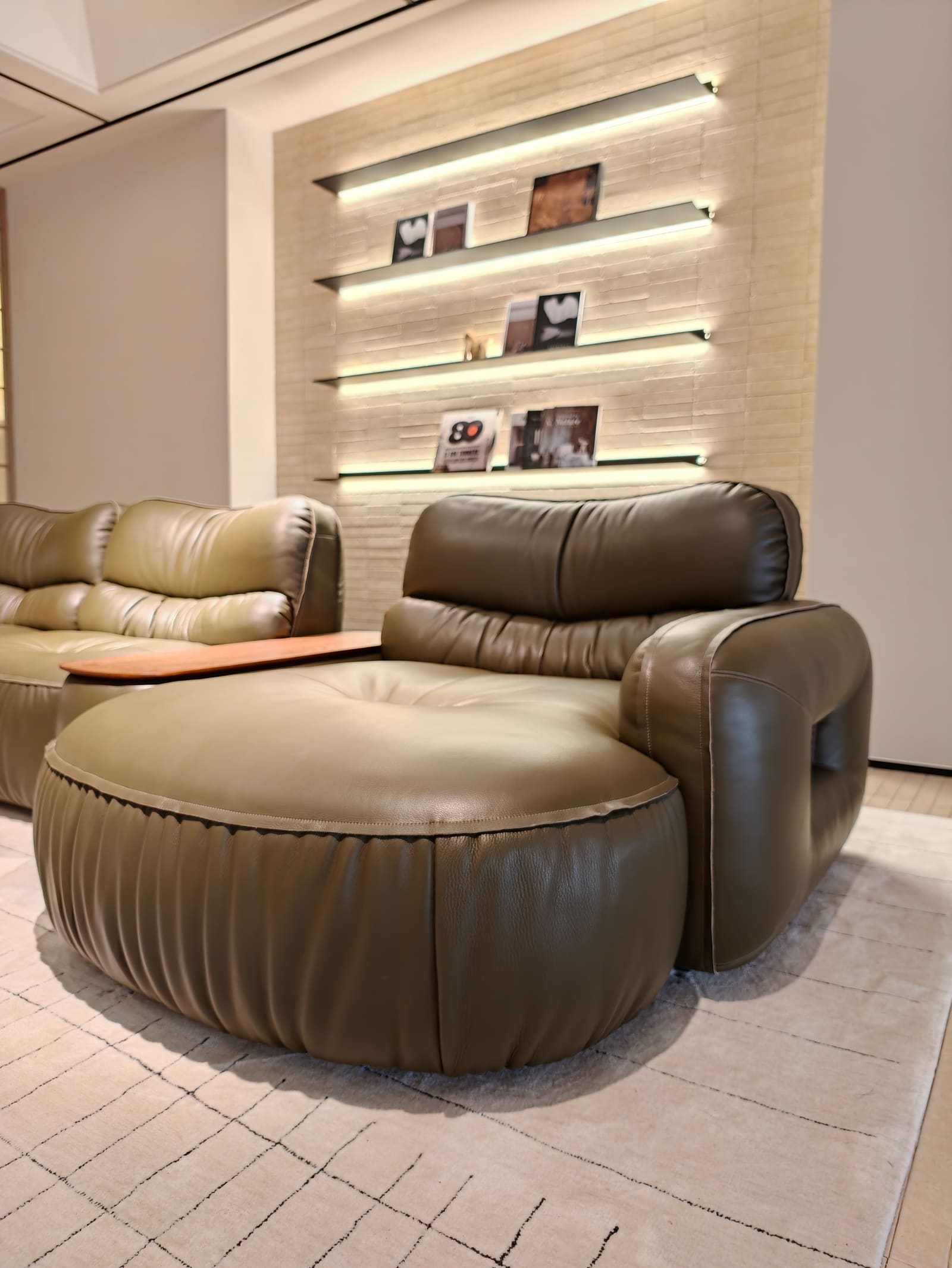 Compact Modular Top-Grain Leather Sofa with Chaise and Cabinet HD2456 10