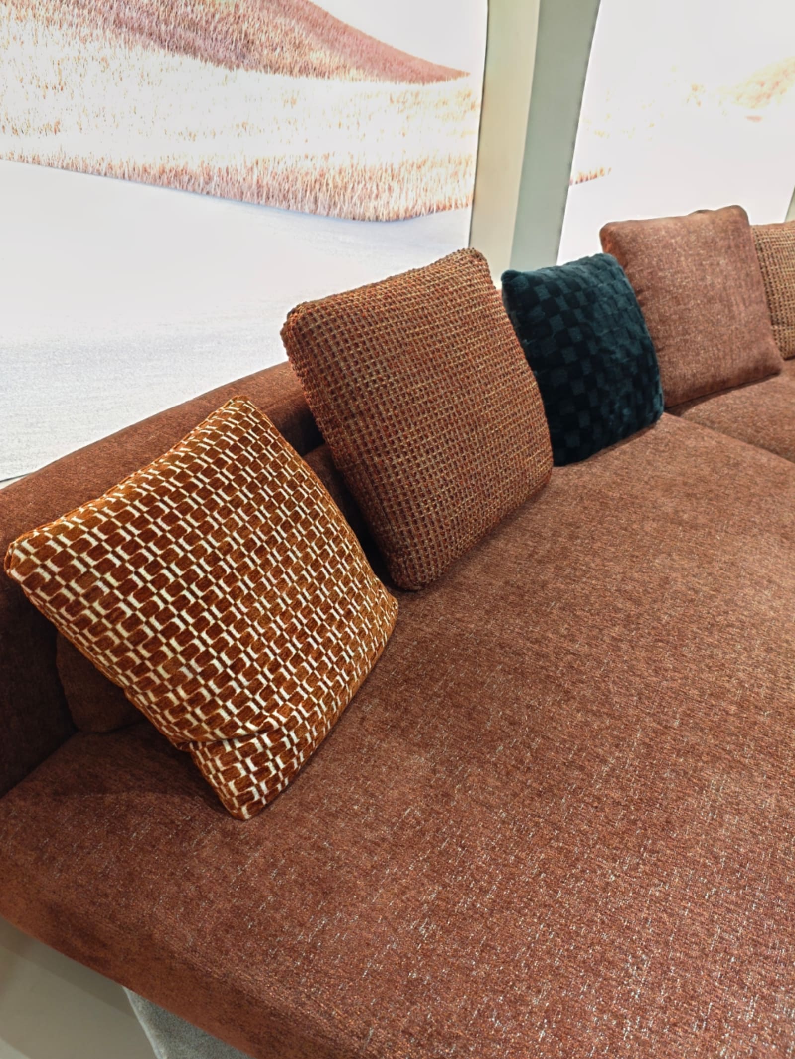 Curved Velvet Sectional Sofa with Ottoman T5022 3