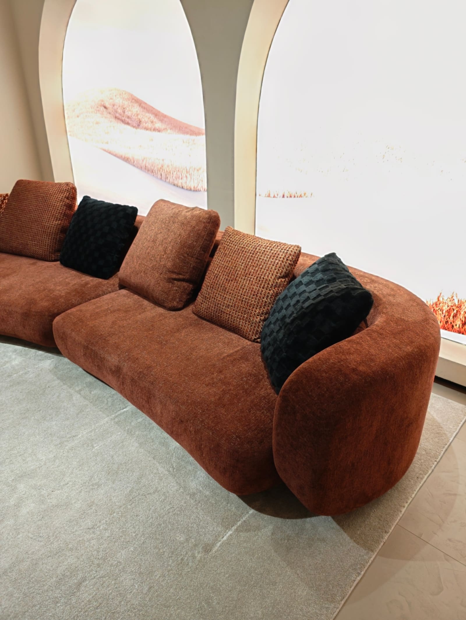 Curved Velvet Sectional Sofa with Ottoman T5022 4